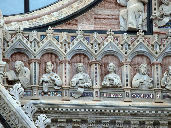 Dettaglio Architettonico Della Facciata Del Duomo Siena Toscana Italia Duomo — Foto Stock