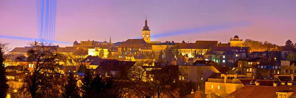 Vista Nocturna Histórica Ciudad Alta Zagreb Capital Croacia —  Fotos de Stock