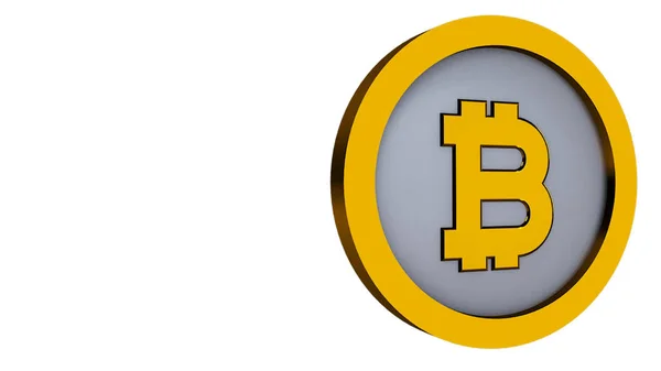 Bitcoin Logo Geïsoleerd Een Witte Achtergrond Rendering — Stockfoto