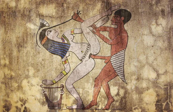 Эротический Рисунок Древнего Египта Похож Фреску — стоковое фото