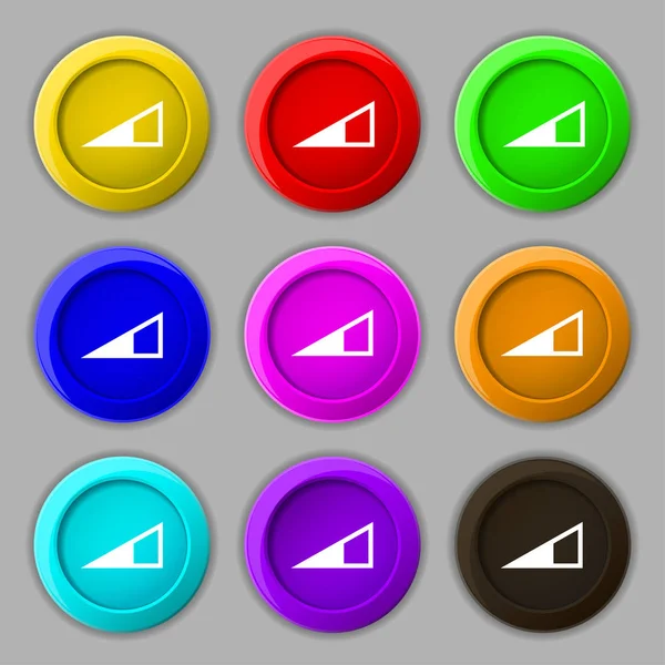 Hoparlör Ses Simgesi Işareti Dokuz Yuvarlak Renkli Düğmeler Üzerinde Sembol — Stok fotoğraf