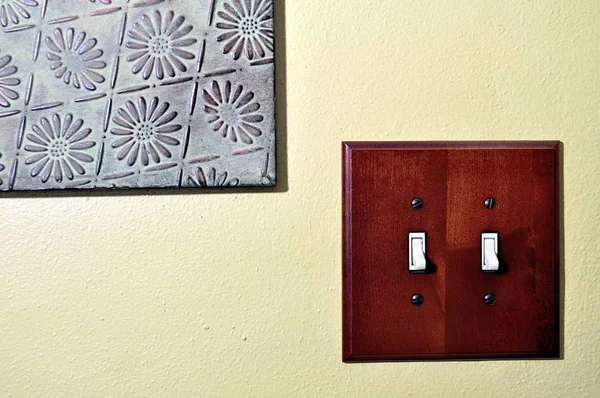 Double Light Switch Metal Wall Decoration — Stock Photo, Image