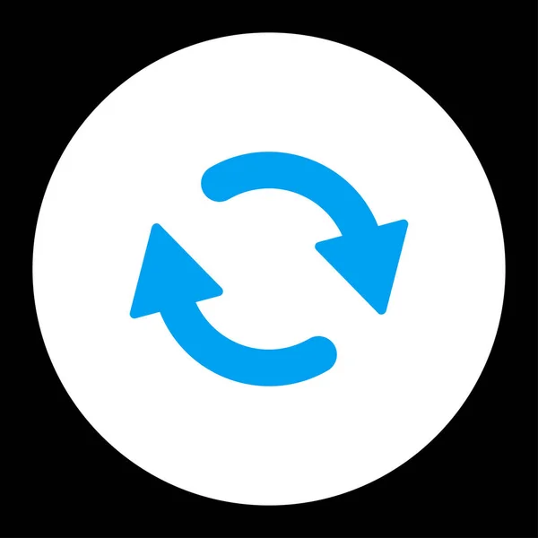 从原始圆形按钮 超色集 刷新图标 此圆形平面按钮在黑色背景上绘制蓝色和白色 — 图库照片