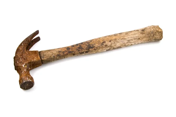 Gehafte Roestige Oude Klauw Hamer Geïsoleerd Witte Achtergrond Met Knippen — Stockfoto