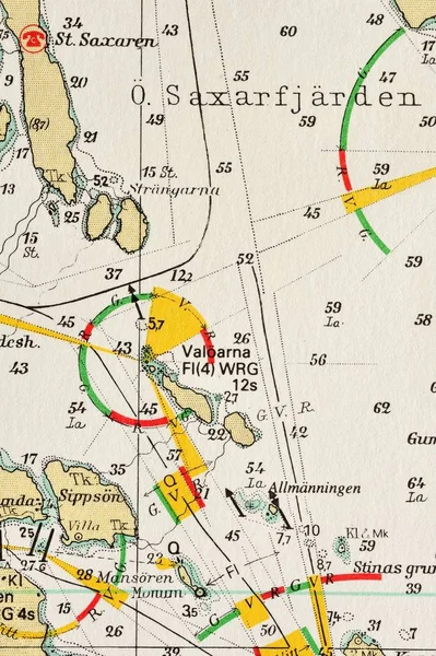 Makro Strzał Starego Wykresu Morskiego Szczegółowo Archipelagu Sztokholmskiego Zdjęcie Jest — Zdjęcie stockowe