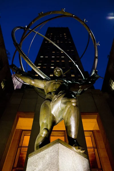 Атлас Статуя Рокфеллер Центр Нью Йорк Сша — стокове фото