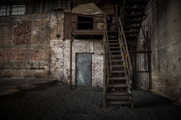 Abstract Detail Rusty Stairs Industrial Building — Stock Photo, Image