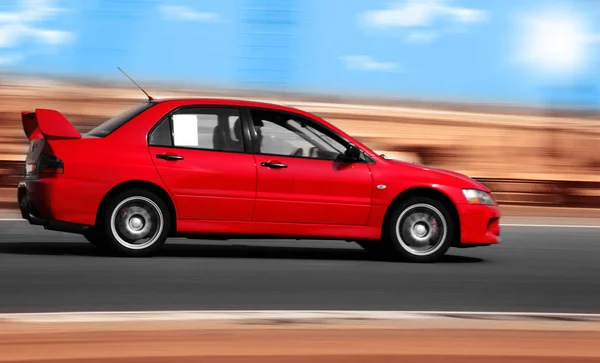 Poderoso Carro Esporte Vermelho Que Executa Campeonato Corrida Carro — Fotografia de Stock