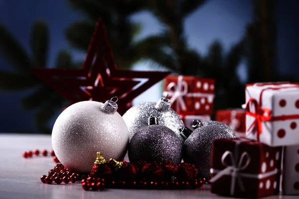 Színes Karácsonyi Baubles Telített Hazai Koncepció — Stock Fotó
