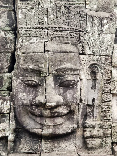 Contato Visual Com Famoso Rosto Sorridente Templo Bayon Camboja — Fotografia de Stock