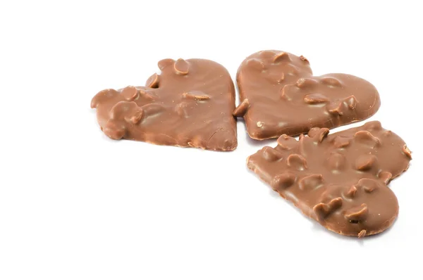 Bild Choklad Cookies Hjärtan Med Nötter — Stockfoto