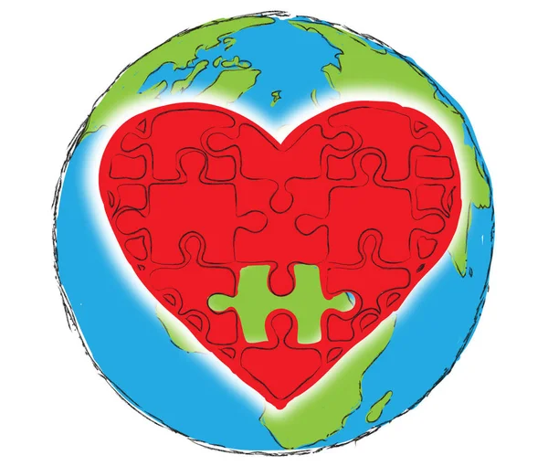Red Heart Earth Planet — Stock Photo, Image