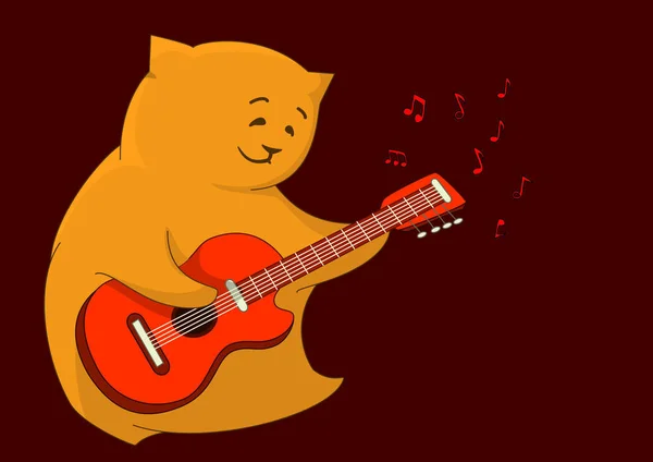 Oreiller Joyeux Chat Rouge Jouant Une Guitare Partir Laquelle Les — Photo