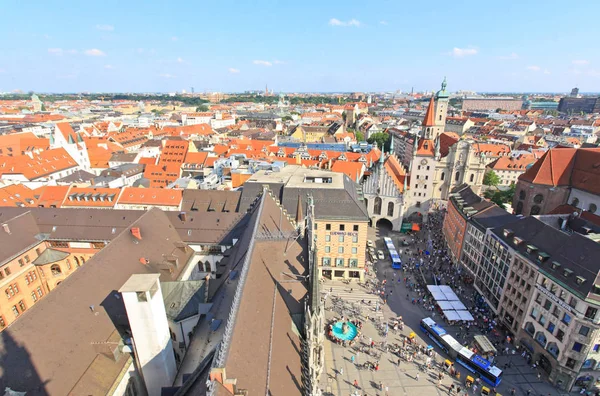 Vue Aérienne Centre Ville Munich Depuis Tour Hôtel Ville — Photo