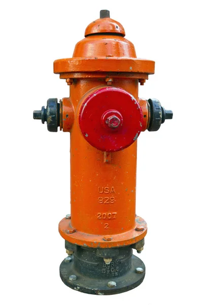 Hidrante Fuego Rojo Naranja Sobre Fondo Blanco — Foto de Stock