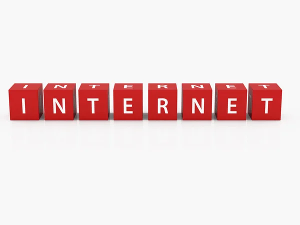 Internet Buchstaben Roten Blöcken Auf Weißem Hintergrund — Stockfoto