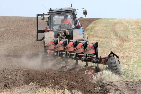 Maschine Erntet Das Maisfeld — Stockfoto