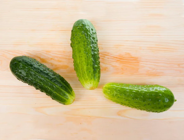 Fresh Cucumbers Wooden Board — Stock Photo, Image