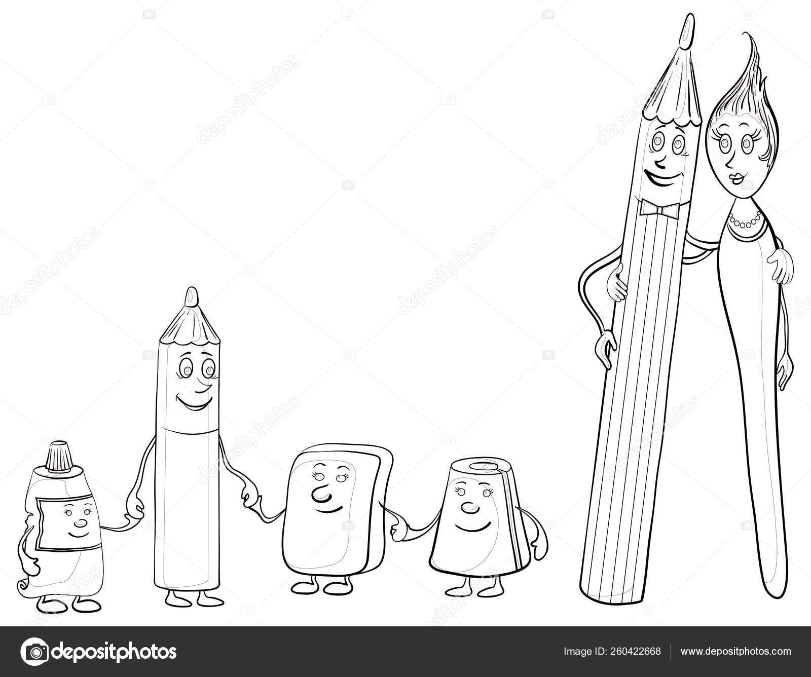 Cartoon Contours Stationery Family Pencils Brush Tube Eraser Pencil Sharpener Stock Photo by ©YAYImages 260422668 Cartoon Contours Stationery Family Pencils Brush Tube Eraser Pencil Sharpener Stock Photo by ©YAYImages 260422668