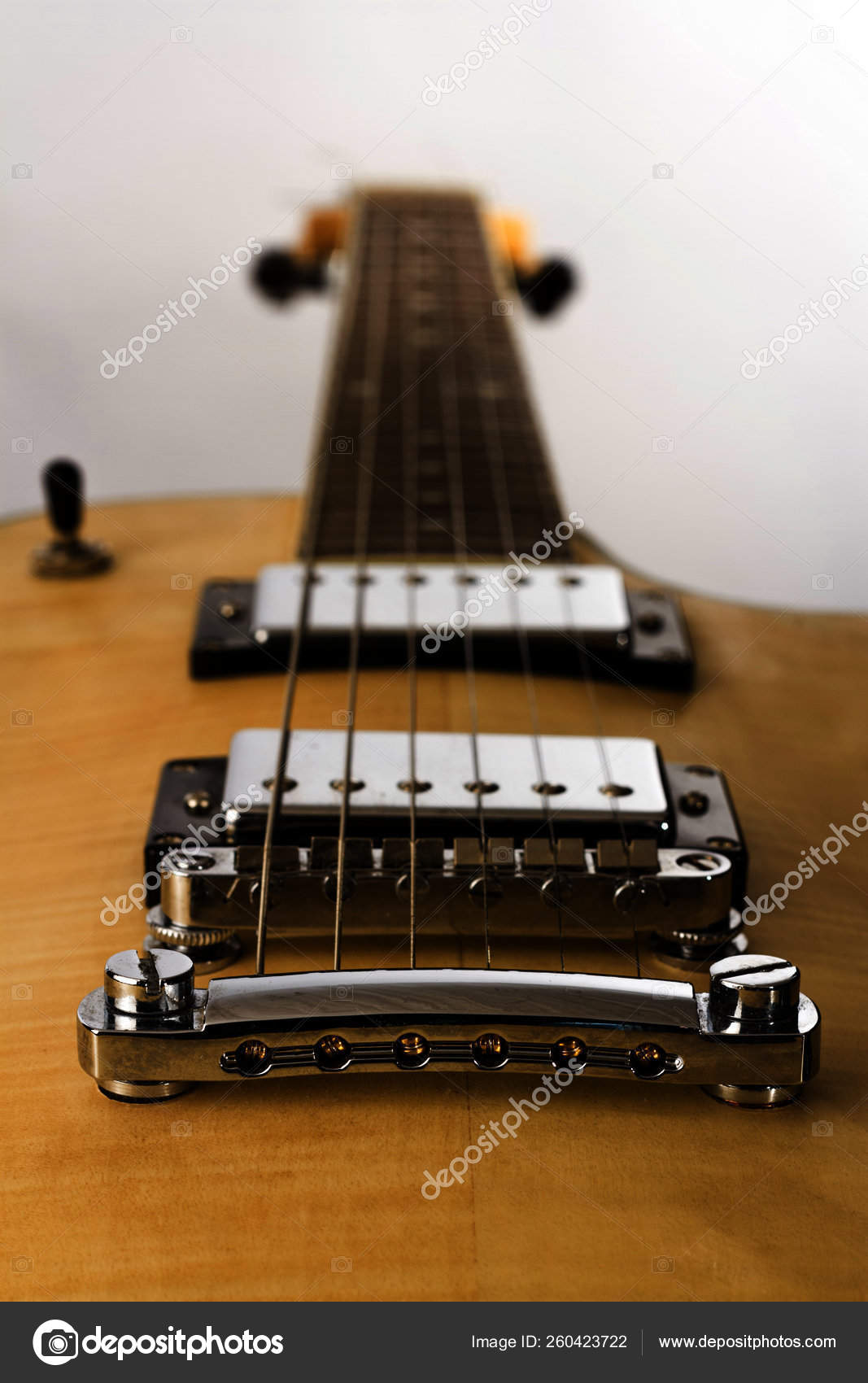 Electric Guitar Against White Background Closeup High-Res Stock