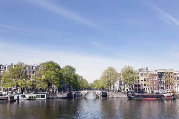 Widok Prinsengracht Rzeki Amstel Centrum Amsterdamu — Zdjęcie stockowe