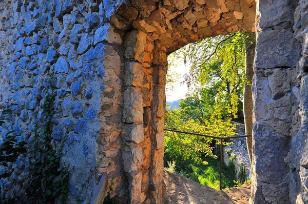 Shot Castle Hohen Gundelfingen Medieval Fortress Sideways Big Lauter Valley — Stock Photo, Image