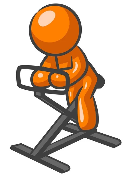 Orangefarbener Mann Auf Einem Work Out Fahrrad Hausieren Gehen — Stockfoto