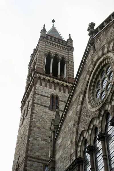 Mirando Hacia Arriba Los Campanarios Torre Techo South Church Boston — Foto de Stock