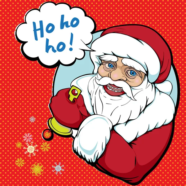 Weihnachtsmann Handgezeichnete Illustration Pop Art Rote Grußkarte Mit Gelben Punkten — Stockfoto