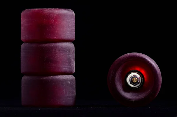 Old Vintage Consumed Skate Wheel Black Background — Stock Photo, Image