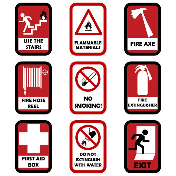 Знаки Пожежної Безпеки Ізольовані Білому Тлі — стокове фото