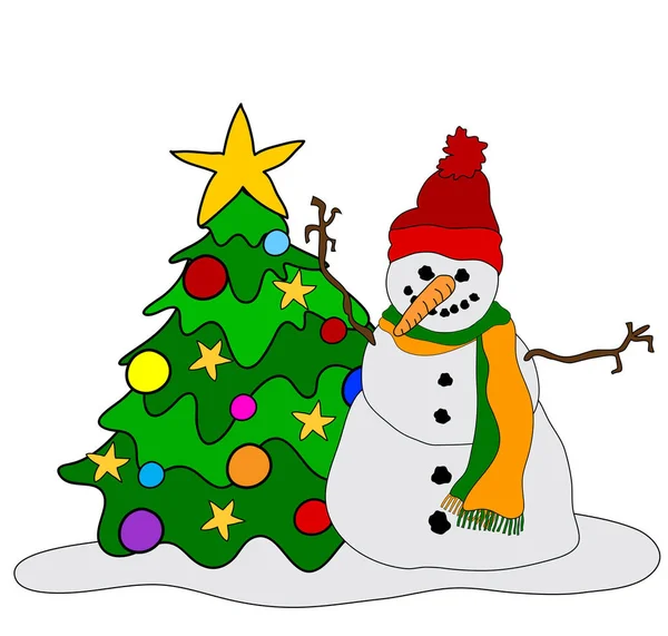 Snowman Christmas Tree — Stock Photo, Image