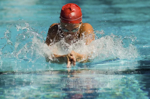 Femme Participante Natation Piscine — Photo