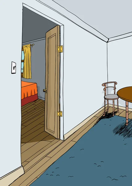 Illustration Bedroom Open Door Furniture — Stock Photo, Image