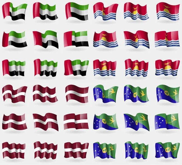 Emiratos Árabes Unidos Kiribati Letonia Isla Navidad Conjunto Banderas Los — Foto de Stock