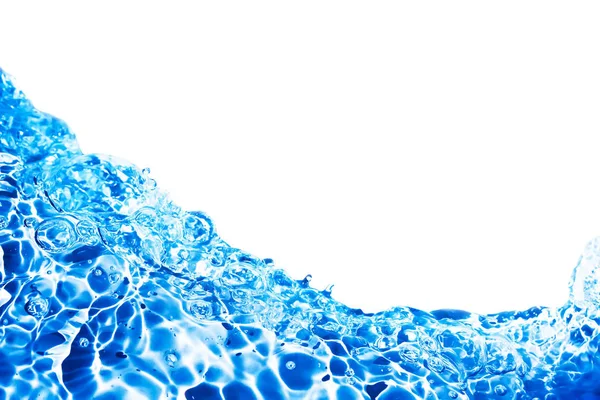 Salpicos Água Transparentes Azuis Fundo Branco — Fotografia de Stock