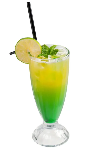 Obst Zitrusfrüchte Tropischen Cocktail Nahaufnahme Isoliert Auf Weißem Hintergrund — Stockfoto