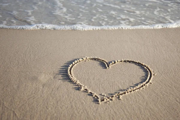 Heart Painted Wet Sand — Stock Photo, Image