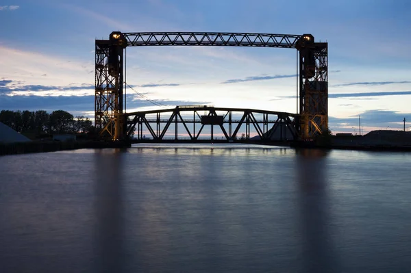 Old Bridge Cleveland Ohio Lago Erie Fondo — Foto de Stock
