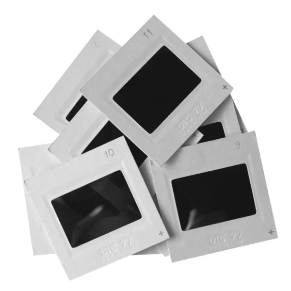Transparencia Película Positiva Inversión Diapositivas Sobre Blanco —  Fotos de Stock