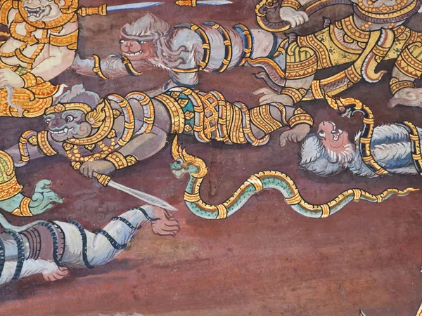Arte Tailandés Pintura Pared Templo —  Fotos de Stock