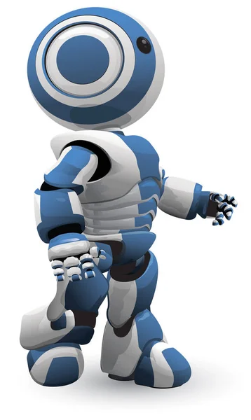 Niebieską Białą Pochodną Robota Wektor Chodzenie Przodu Determinacji Może Właśnie — Zdjęcie stockowe