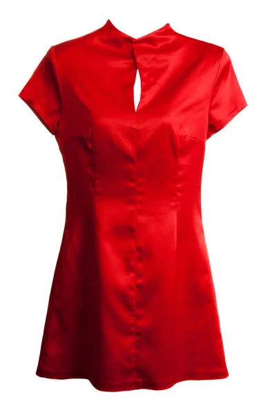 Robe Femme Soie Rouge Sur Fond Blanc — Photo