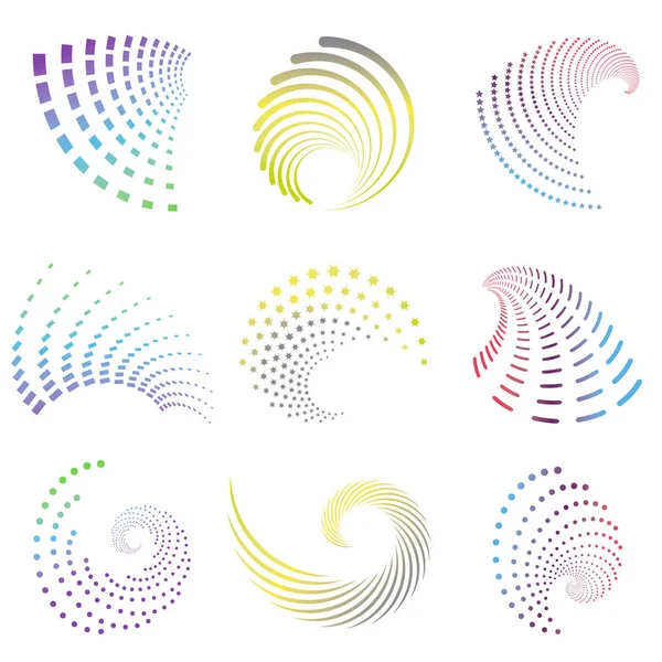 Set Nine Abstract Design Creative Wave Icons Colors Easy Change — Stock Photo, Image