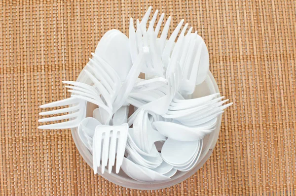 Cuchara Tenedor Plástico — Foto de Stock