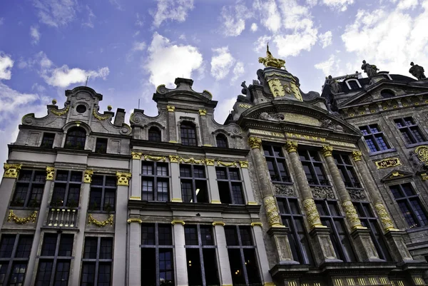 Ornate Guild Houses Line Grand Place Brussels Belguim Decorated Gold — Stock Photo, Image