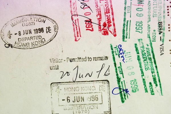 Kirli Pasaport Sayfasının Tam Çekim — Stok fotoğraf
