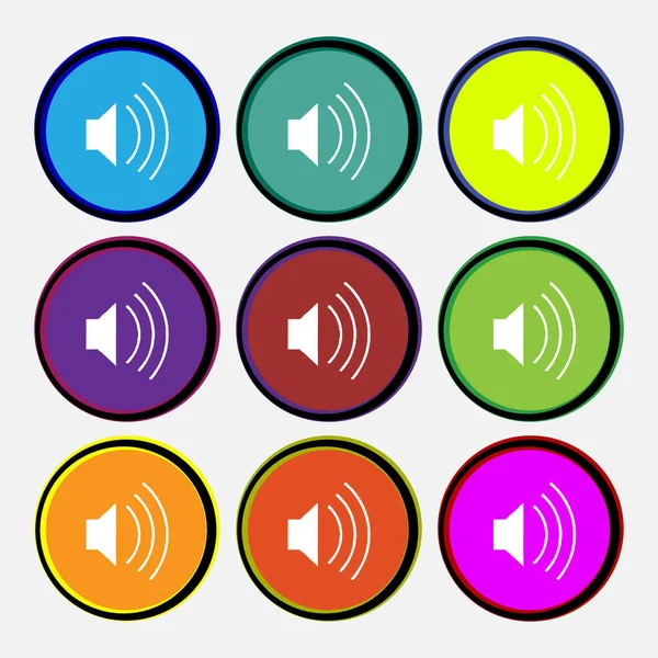 Volumen Señal Icono Sonido Nueve Botones Redondos Multicolores Ilustración — Foto de Stock