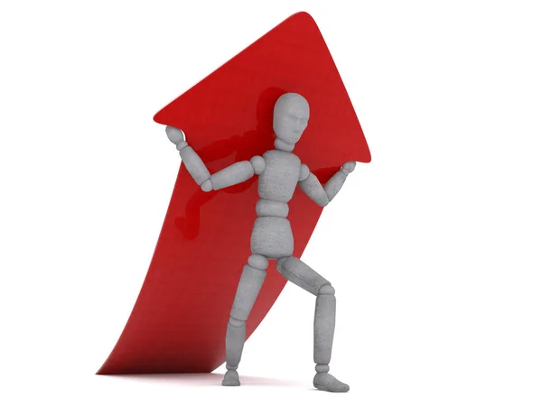 Character Holding His Shoulders Red Glossy Arrow Points Picture Shows — Stock Photo, Image
