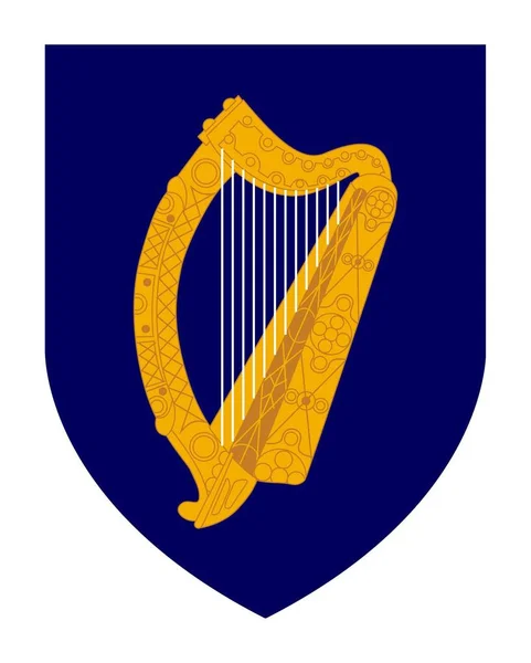 Harpa Irländsk Vapensköld Isolerad Vit Bakgrund — Stockfoto